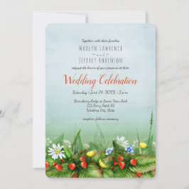 Wilde aardbeien weide wilde bloemen rustieke bruil kaart