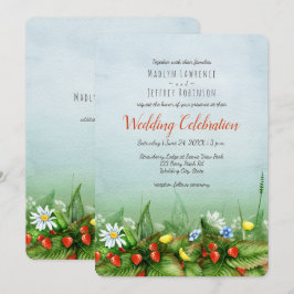 Wilde aardbeien weide wilde bloemen rustieke bruil kaart