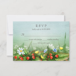 Wilde aardbeien wilde bloemen weide blauwe lucht R RSVP Kaartje