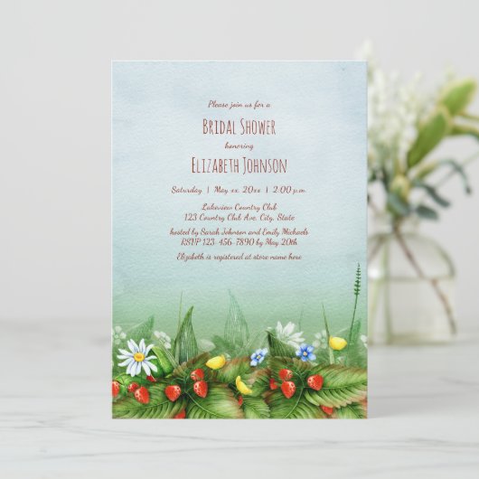 Wilde aardbeien Wilde bloemen weiden vrijgezellenf Kaart (Staand voorkant)