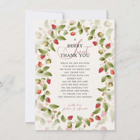 WILDE AARDBEIEN ZOETE BABYSHOWER KAART (Voorkant)