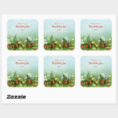 Wilde aardbeienveld zelfgemaakte jam gelei conserv vierkante sticker (Vel)