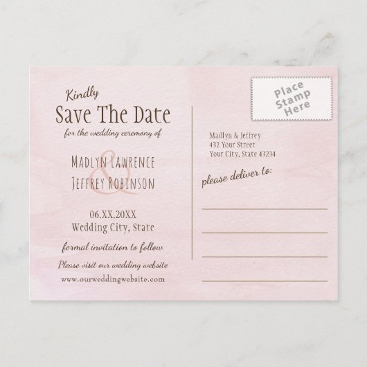 Wilde aardbeienweidebloemen blozen waterverf aankondigingskaart (Achterkant)