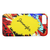 Wilde Abstracte & Gele, Gepersonaliseerde Naam, Case-Mate iPhone Case (Achterkant (Horizontaal))