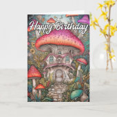 Wilde Abstracte paddenstoel bos illustratie Kaart (Gele Bloem)