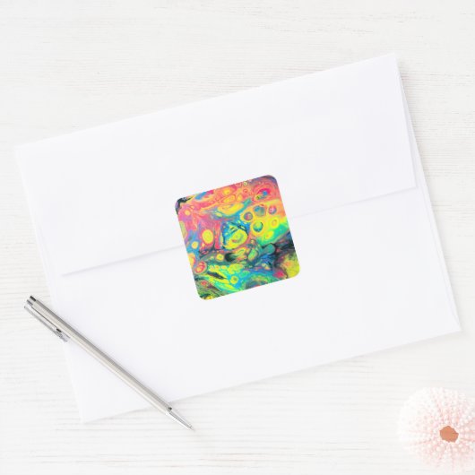 Wilde acrylvezels Abstract Vierkante Sticker (Envelop)