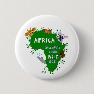 Wilde Afrika Ronde Button 5,7 Cm