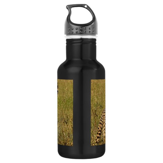 Wilde Afrikaanse Cheetah in Savannah Grasses Waterfles (Achterkant)