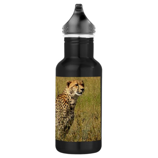 Wilde Afrikaanse Cheetah in Savannah Grasses Waterfles (Rechts)