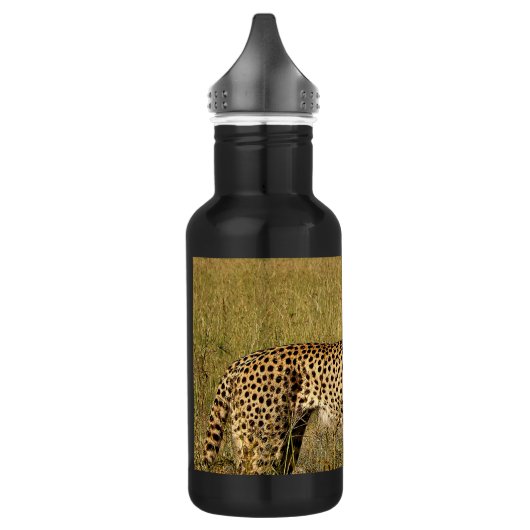 Wilde Afrikaanse Cheetah in Savannah Grasses Waterfles (Links)