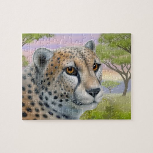 Wilde Afrikaanse Cheetah op Savannah Puzzle Legpuzzel (Horizontaal)