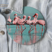 Wilde Afrikaanse flamingo's Ronde Button 6,0 Cm (In situ)