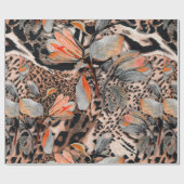 Wilde afrikaanse huid met bladerbloemen cadeaupapier (Vlak)