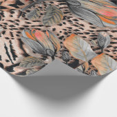 Wilde afrikaanse huid met bladerbloemen cadeaupapier (Hoek)
