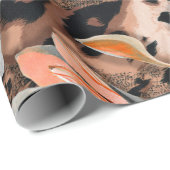 Wilde afrikaanse huid met bladerbloemen cadeaupapier (Rol Hoek)