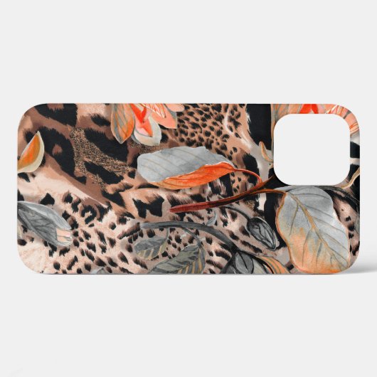 Wilde afrikaanse huid met bladerbloemen Case-Mate iPhone case (Achterkant (horizontaal))