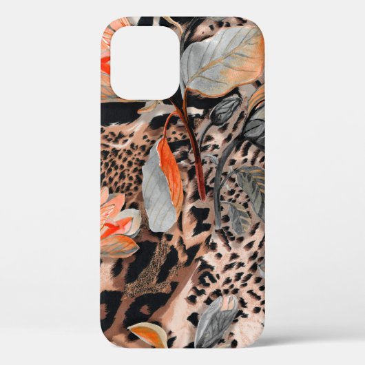 Wilde afrikaanse huid met bladerbloemen Case-Mate iPhone case (Achterkant)