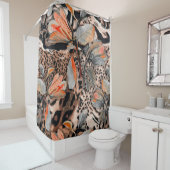 Wilde afrikaanse huid met bladerbloemen douchegordijn (In situ)