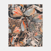 Wilde afrikaanse huid met bladerbloemen fleece deken (Voorkant)