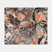 Wilde afrikaanse huid met bladerbloemen fleece deken (Voorkant (Horizontaal))