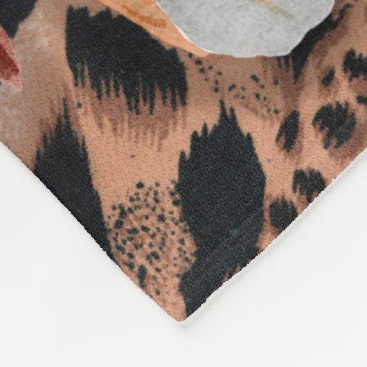 Wilde afrikaanse huid met bladerbloemen fleece deken (Hoek)