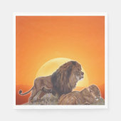 Wilde Afrikaanse katten, leeuwin en leeuw Servet (Voorkant)