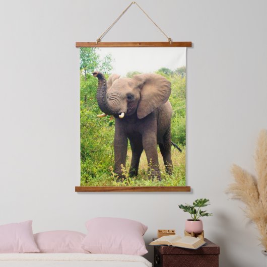 Wilde Afrikaanse olifant op het Oerwoud Hangend Wandkleed (Slaapkamer)