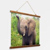Wilde Afrikaanse olifant op het Oerwoud Hanging Ta Hangend Wandkleed (Gebogen)