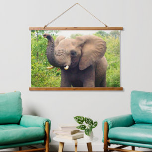 Wilde Afrikaanse olifant op het Oerwoud Hanging Ta Hangend Wandkleed