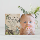 Wilde Afrikaanse Safari Dieren Foto 1e Verjaardag Kaart (Staand voorkant)
