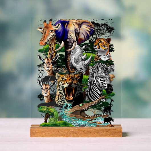 Wilde Afrikaanse savannedieren Acryl Bord (Neutraal)