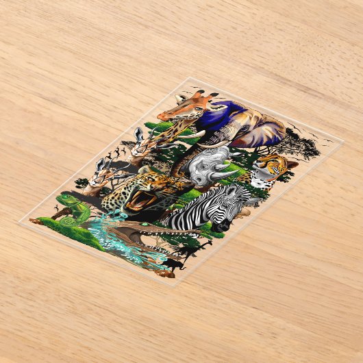 Wilde Afrikaanse savannedieren Acryl Uitnodigingen (Laagn)