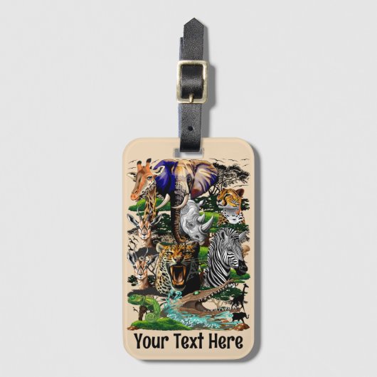 Wilde Afrikaanse savannedieren Bagagelabel (Voorkant (verticaal))