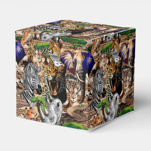 Wilde Afrikaanse savannedieren Bedankdoosjes (Achterkant)