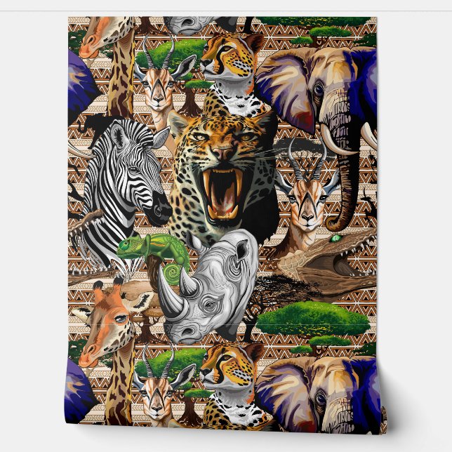 Wilde Afrikaanse savannedieren Behang (Afrollen)
