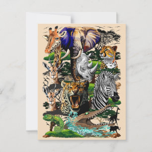 Wilde Afrikaanse savannedieren Briefkaart