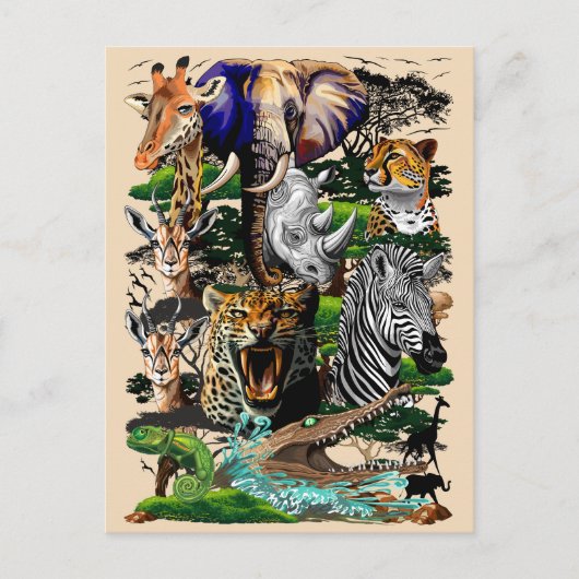 Wilde Afrikaanse savannedieren Briefkaart (Voorkant)