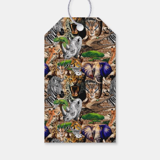Wilde Afrikaanse savannedieren Cadeaulabel (Voorkant)
