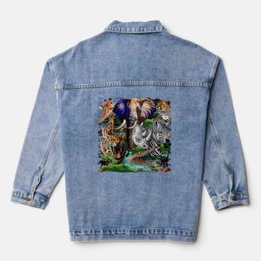 Wilde Afrikaanse savannedieren Denim Jacket (Achterkant)