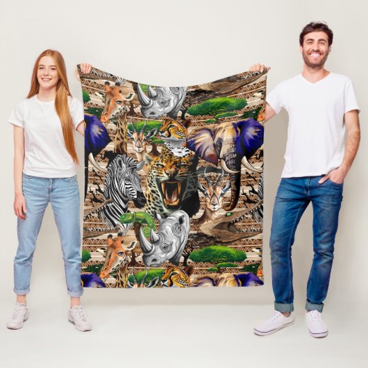 Wilde Afrikaanse savannedieren Fleece Deken (In situ)