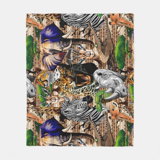 Wilde Afrikaanse savannedieren Fleece Deken (Voorkant)