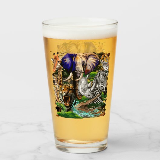 Wilde Afrikaanse savannedieren Glas (Voorkant gevuld)