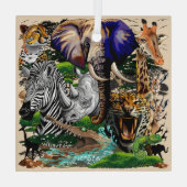Wilde Afrikaanse savannedieren Glas Ornament (Achterkant)