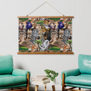 Wilde Afrikaanse savannedieren Hangend Wandkleed