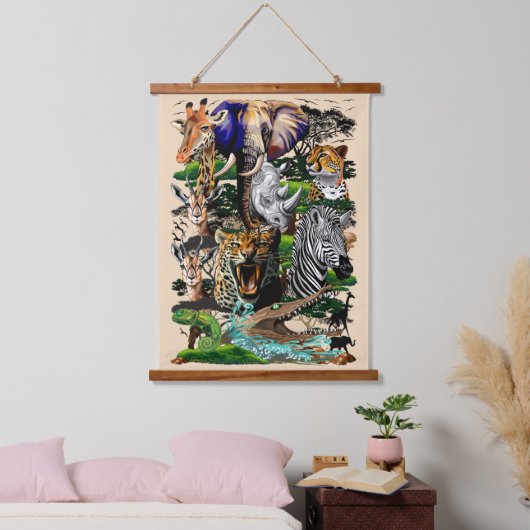 Wilde Afrikaanse savannedieren Hangend Wandkleed (Slaapkamer)