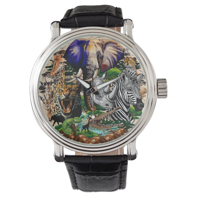 Wilde Afrikaanse savannedieren Horloge (Voorkant)