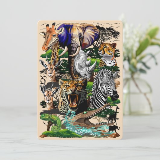 Wilde Afrikaanse savannedieren Kaart (Staand voorkant)