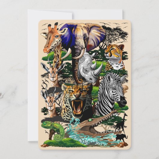 Wilde Afrikaanse savannedieren Kaart (Voorkant)