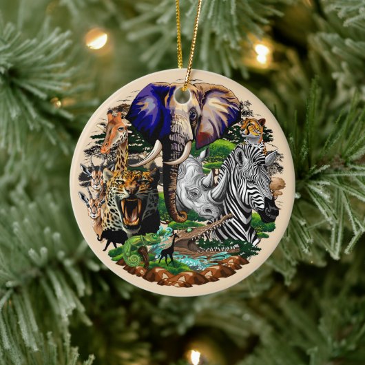 Wilde Afrikaanse savannedieren Keramisch Ornament (Boom)