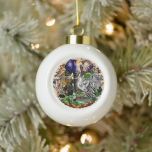 Wilde Afrikaanse savannedieren Keramische Bal Ornament